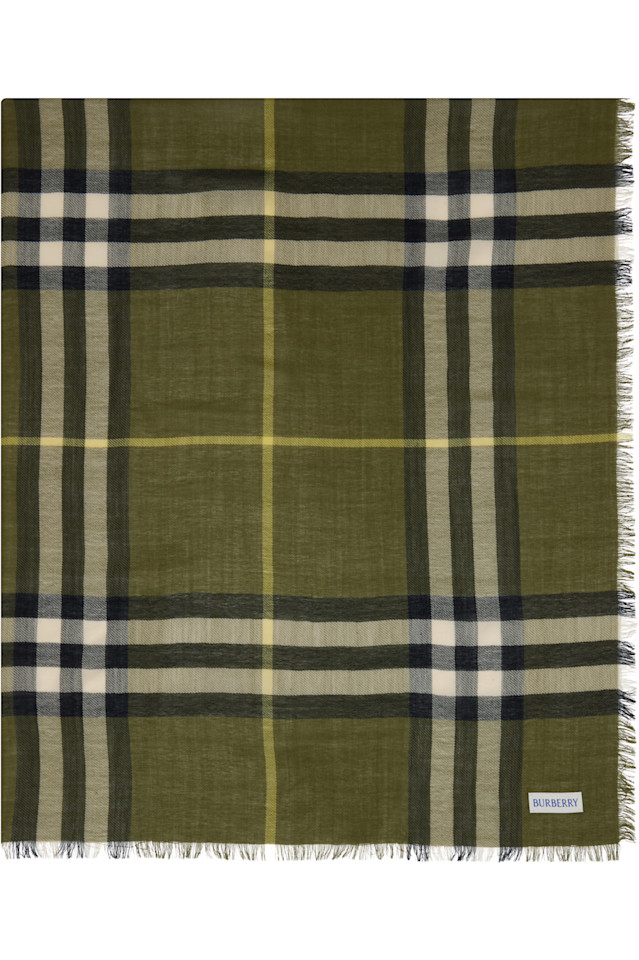 

Широкий клетчатый шерстяной шарф Burberry, цвет pea