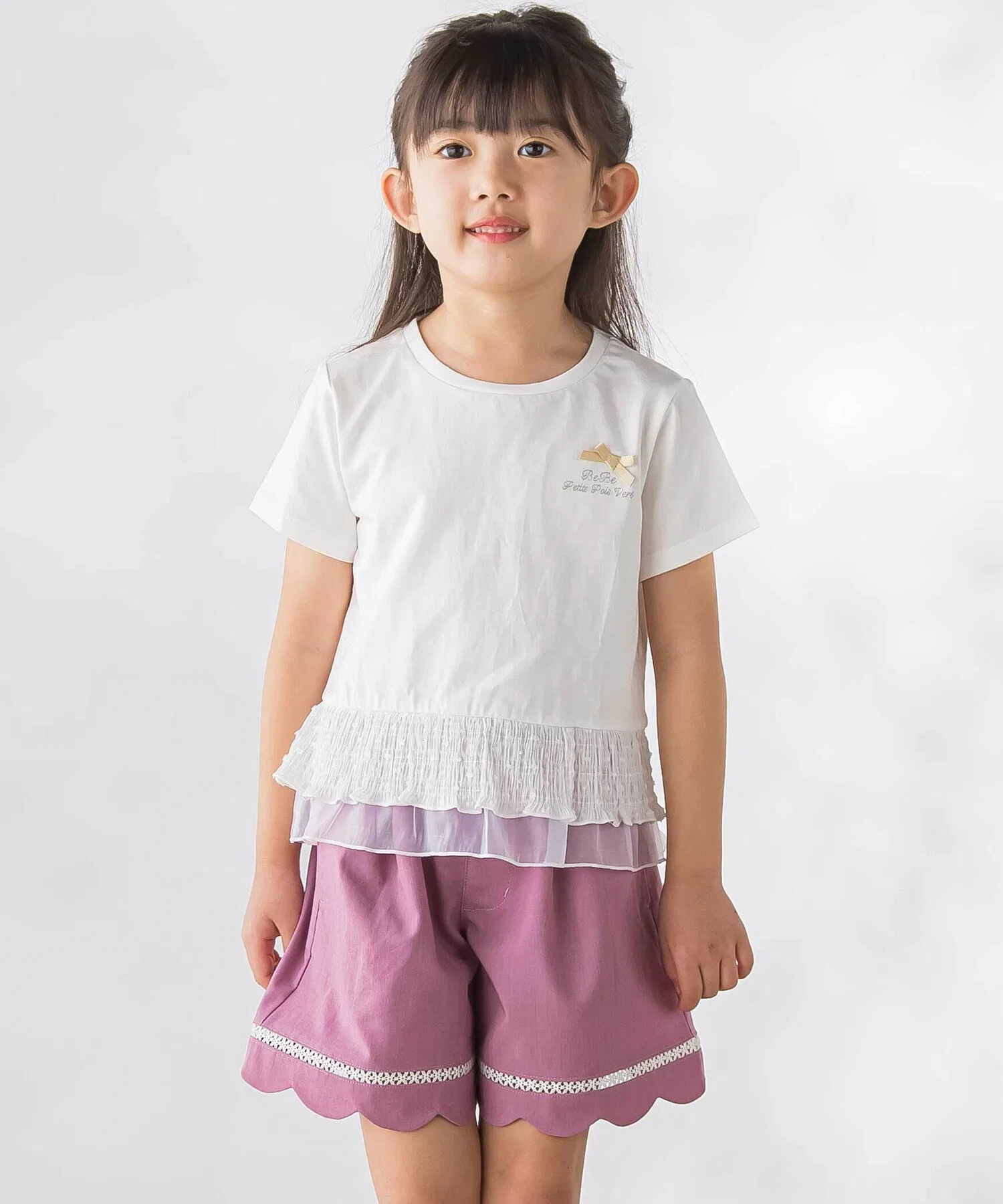 Детская футболка BeBe Petits Pois Vert с коротким рукавом и оборками — фото 4