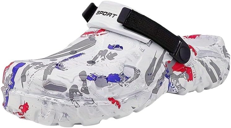 

Мужские модные мюли и сабо из ЭВА - повседневные слипоны с круглым носком, пляжные сандалии с вентиляционными отверстиями, прочной нескользящей подошвой, универсальная обувь на все сезоны Clolinde, белый