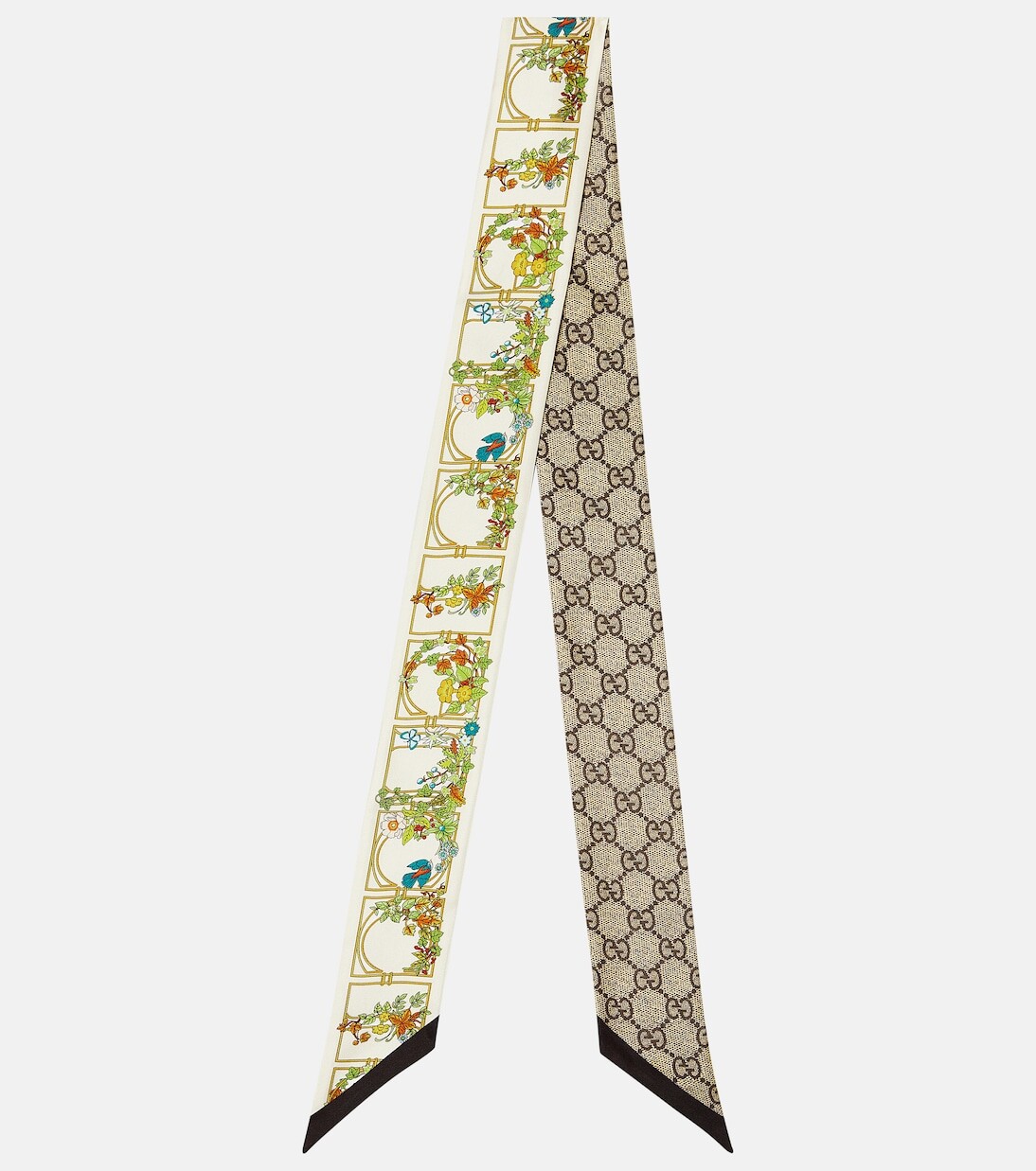 

Шарф из шелкового твила с принтом Gucci, мультиколор