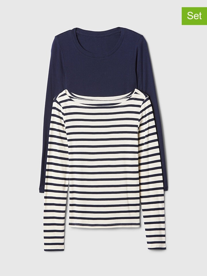 

Лонгслив GAP 2er Set s, цвет dunkelblau/weiß