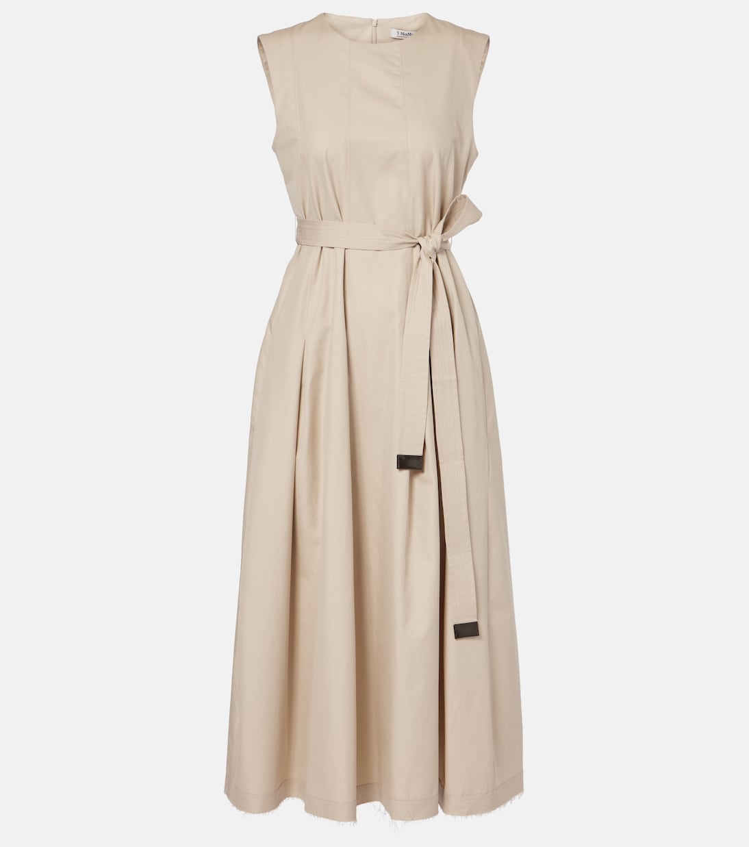 

Платье миди Amina из плиссированного хлопка S Max Mara, бежевый