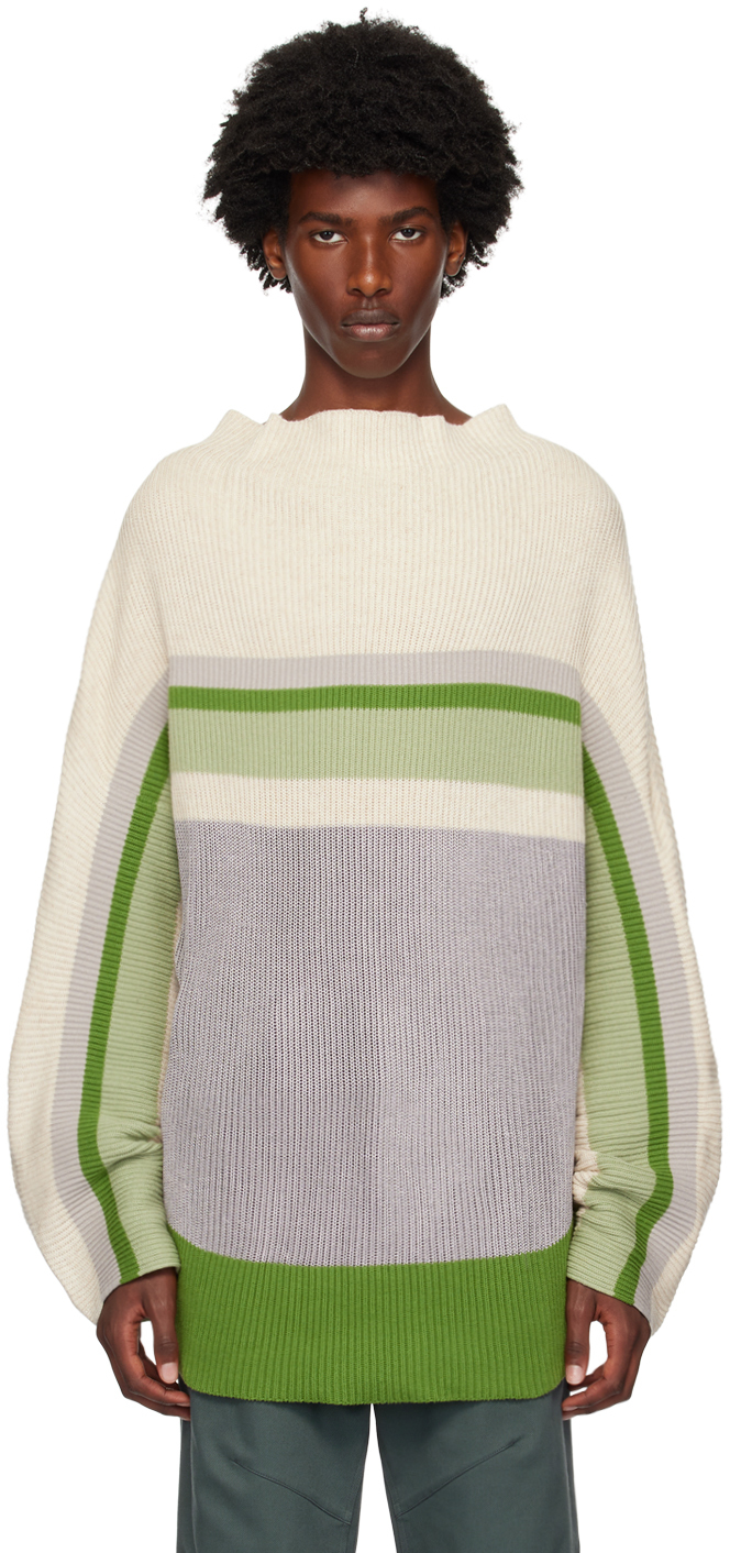 

Водолазка в полоску Essick Off-White & Green Kiko Kostadinov