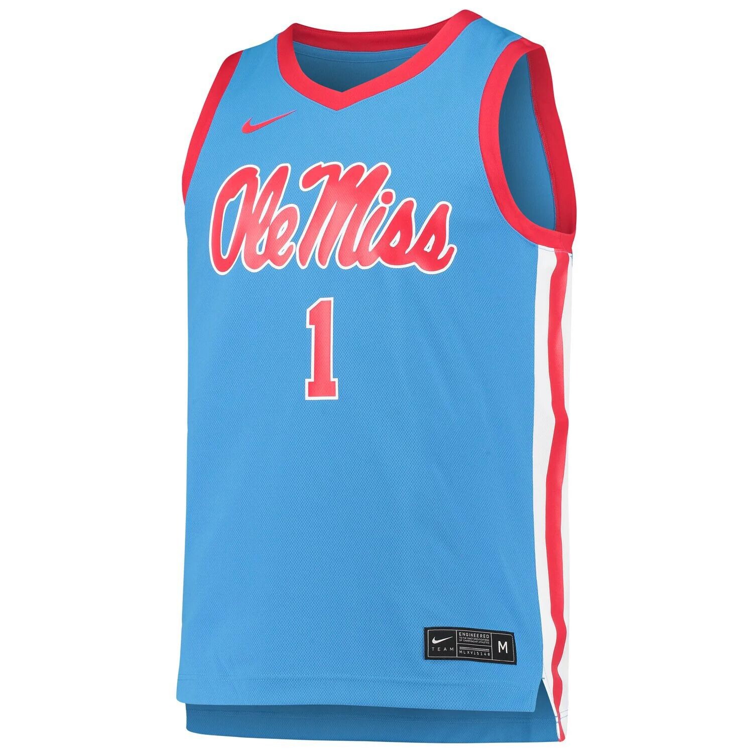Мужская голубая баскетбольная майка #1 Ole Miss Rebels Replica Nike — фото 2