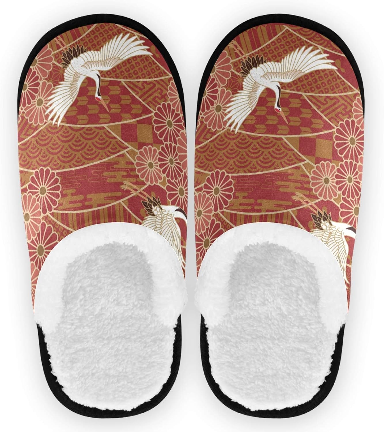 

Тапочки visesunny для женщин и мужчин, зимние теплые домашние тапочки из хлопка с эффектом памяти, мягкие плюшевые флисовые домашние тапочки без шнурков для девочек, обувь для дома и улицы, Crane Daisy