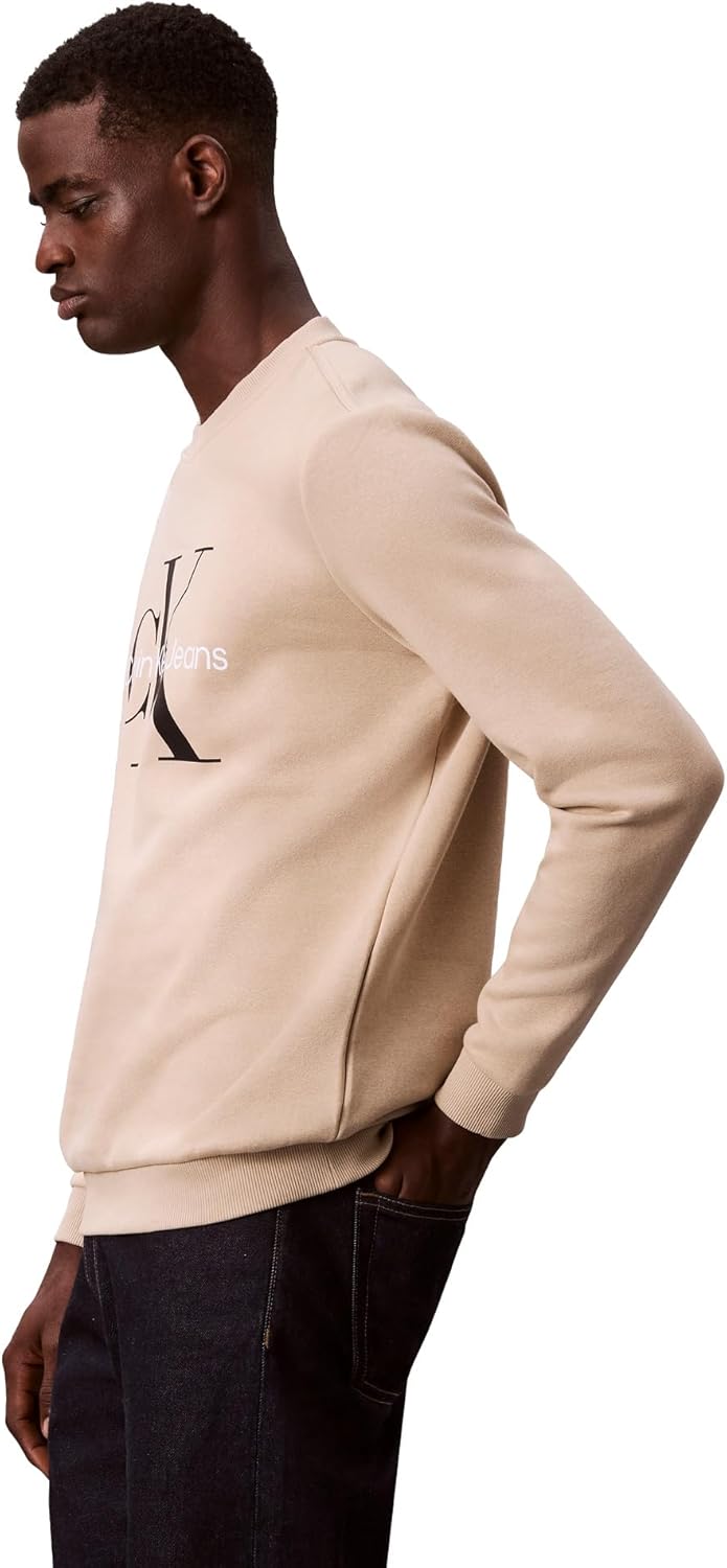 Мужская толстовка с круглым вырезом и монограммой Calvin Klein, White Pepper — фото 4