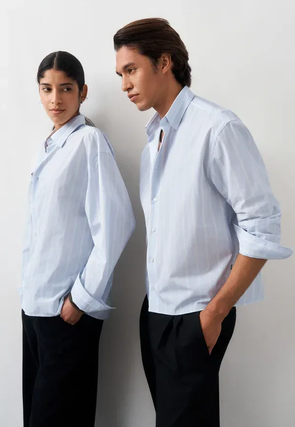 Блуза укороченная на пуговицах Cody shirt Boss, белый/синий