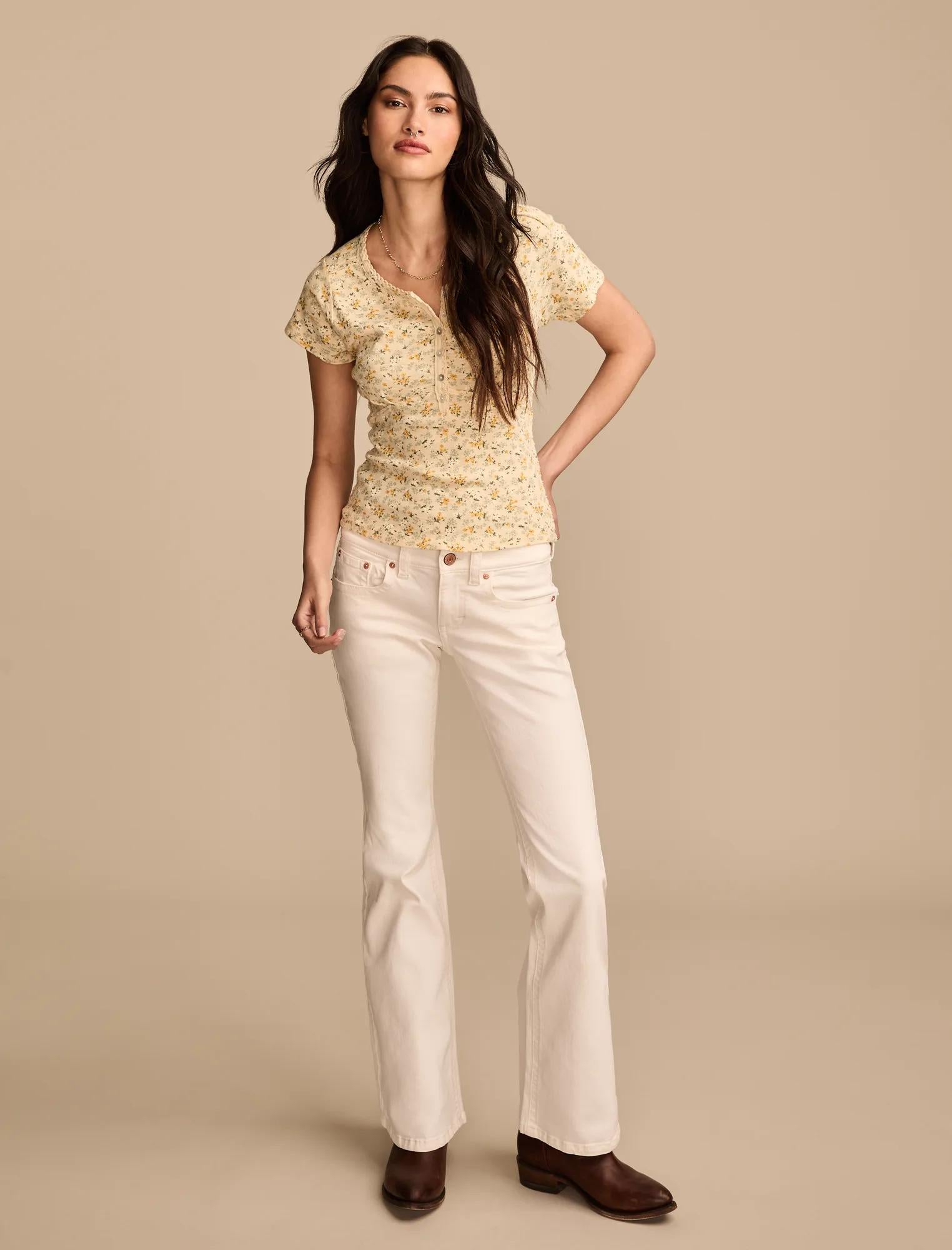 

Женские расклешенные джинсы Lucky Brand с низкой посадкой, белый