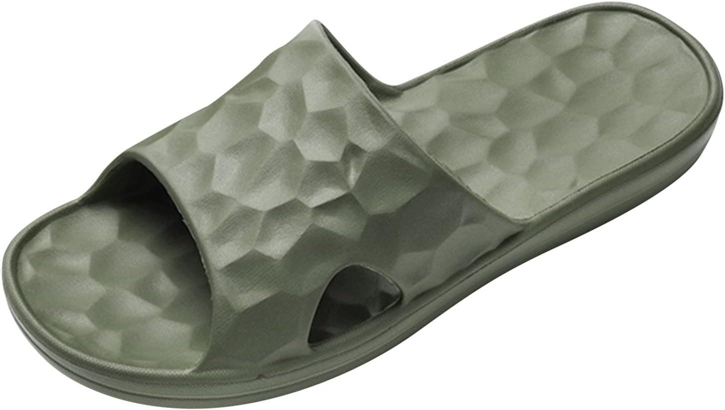 

Мужские тапочки на все сезоны с плоской подошвой для дома и ванной, с нескользящей подошвой, открытый носок, легкая модель, мужские летние домашние тапочки Generic, зеленый