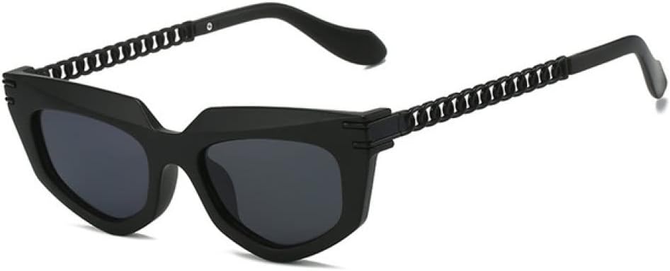 

Солнцезащитные очки Polygon Cat Eye для женщин, роскошные, с защитой от УФ-излучения UV400, в стиле ретро с металлической цепочкой, солнцезащитные очки для мужчин, сине-зеленые LANGSER, Black Grey