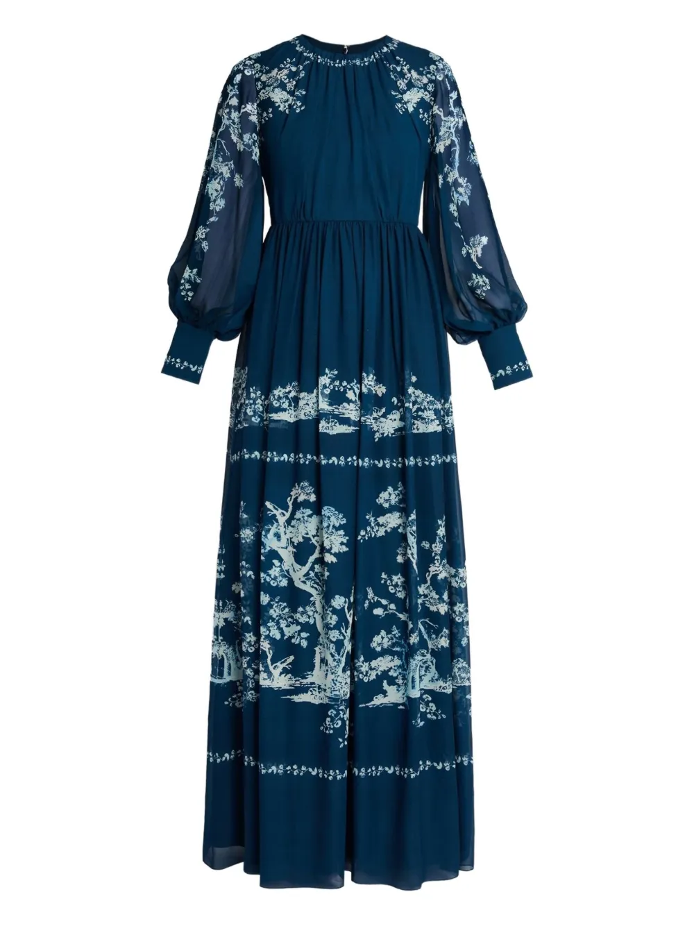

Платье с длинными рукавами и принтом ERDEM, синий
