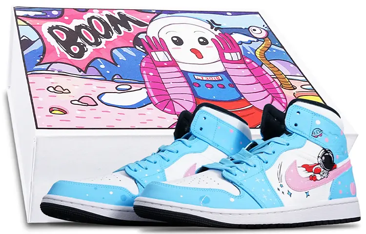 

Кроссовки Air JORDAN 1 Vintage Basketball Shoes Unisex Mid-Top Pink White Blue