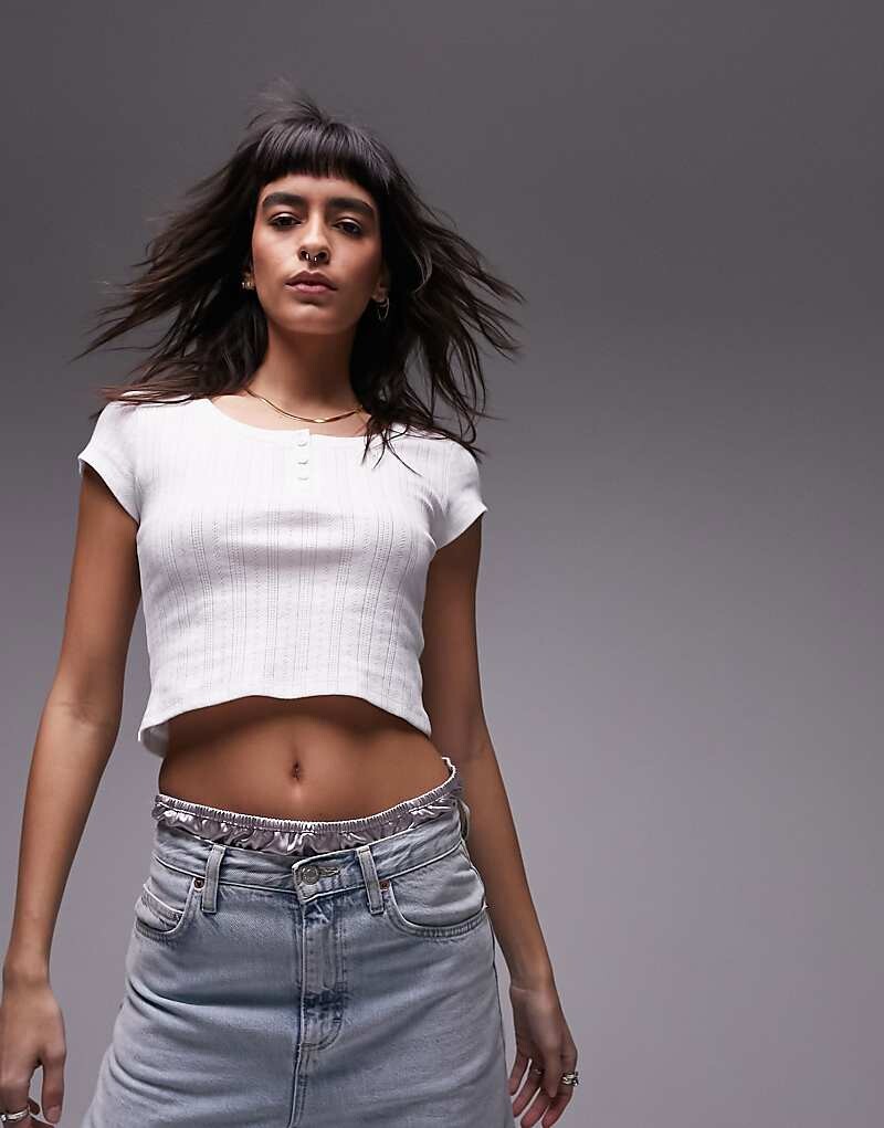 

Белая футболка-пуанте Topshop укороченного кроя