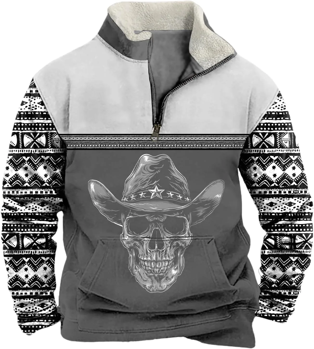 

Мужской свитшот с воротником-стойкой и принтом в этническом стиле Biacolum