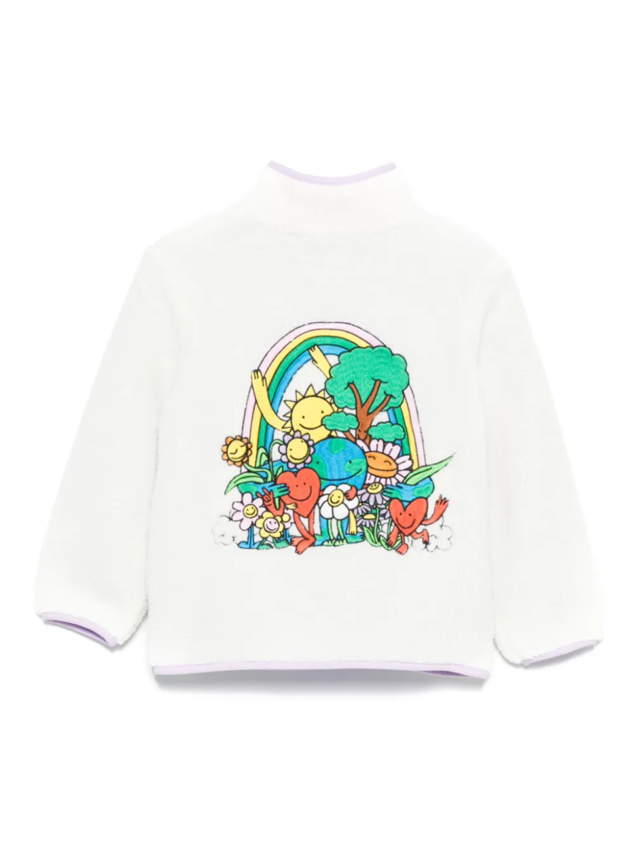 Флисовая куртка с цветочной вышивкой Stella McCartney Kids, белый — фото 2