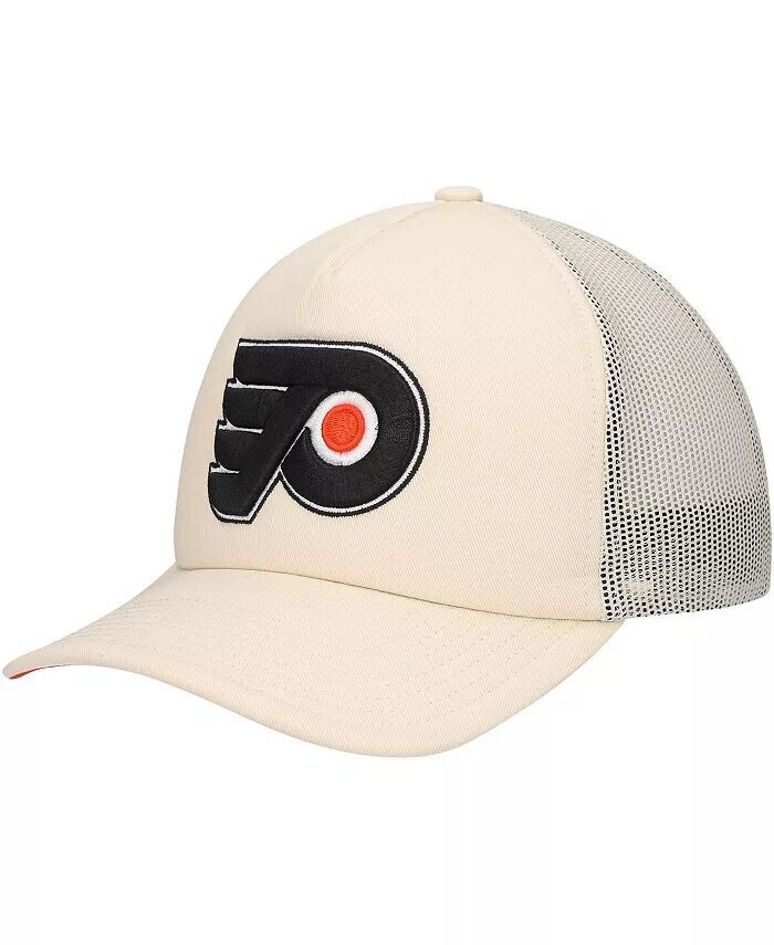 

Мужская кремовая регулируемая кепка Philadelphia Flyers из пеноматериала спереди Trucker Mitchell & Ness, бежевый