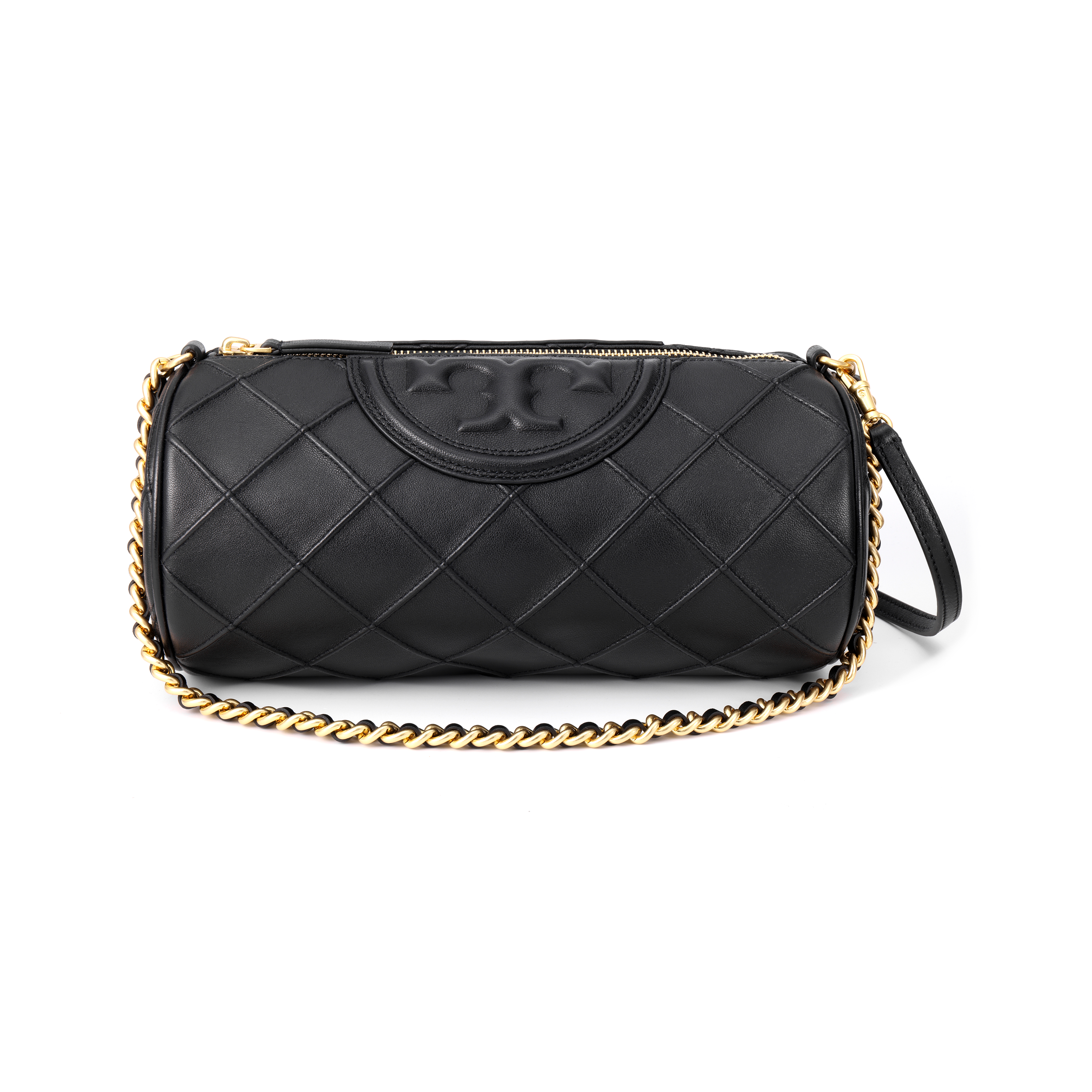 

TORY BURCH Сумка-цилиндр из овчины Fleming, сумка через плечо, среднего размера, женская, черная