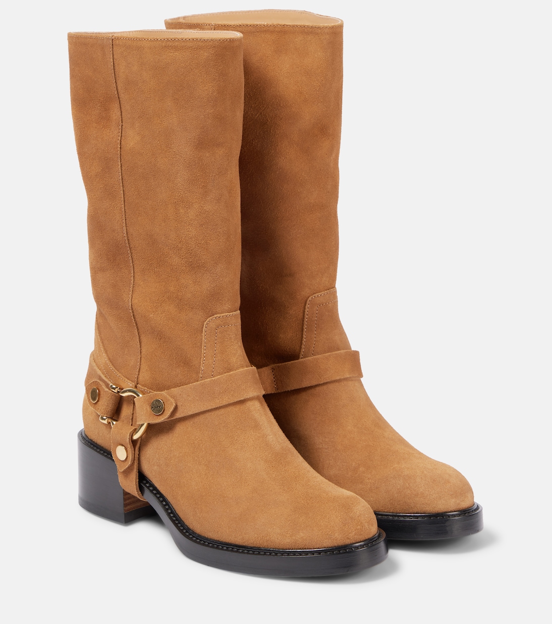 Замшевые байкерские ботинки Dakota Chloé, Golden Brown