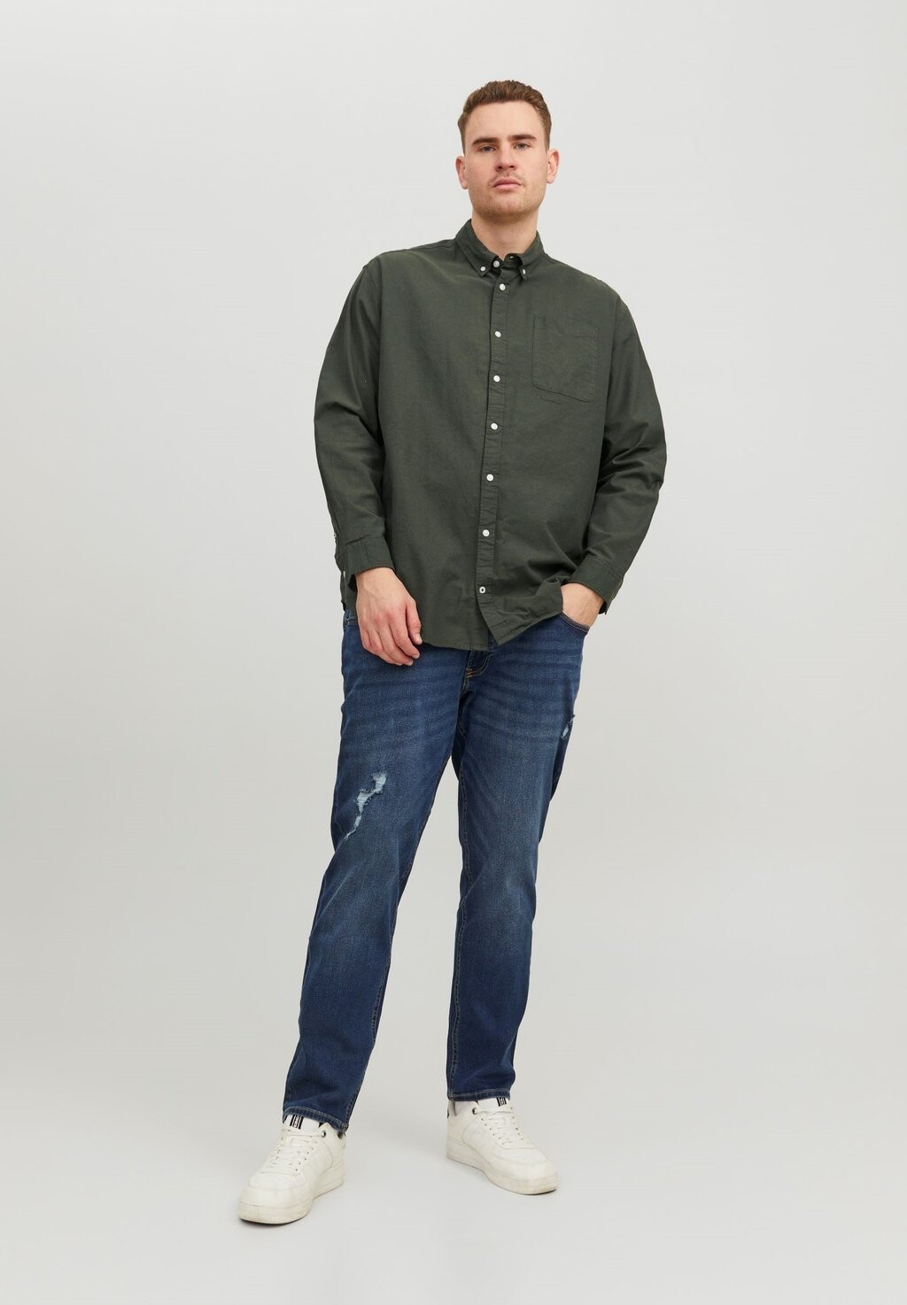 

Рубашка лесного ночного кроя: большие размеры Jjeoxford Shirt Jack & Jones, оливковый