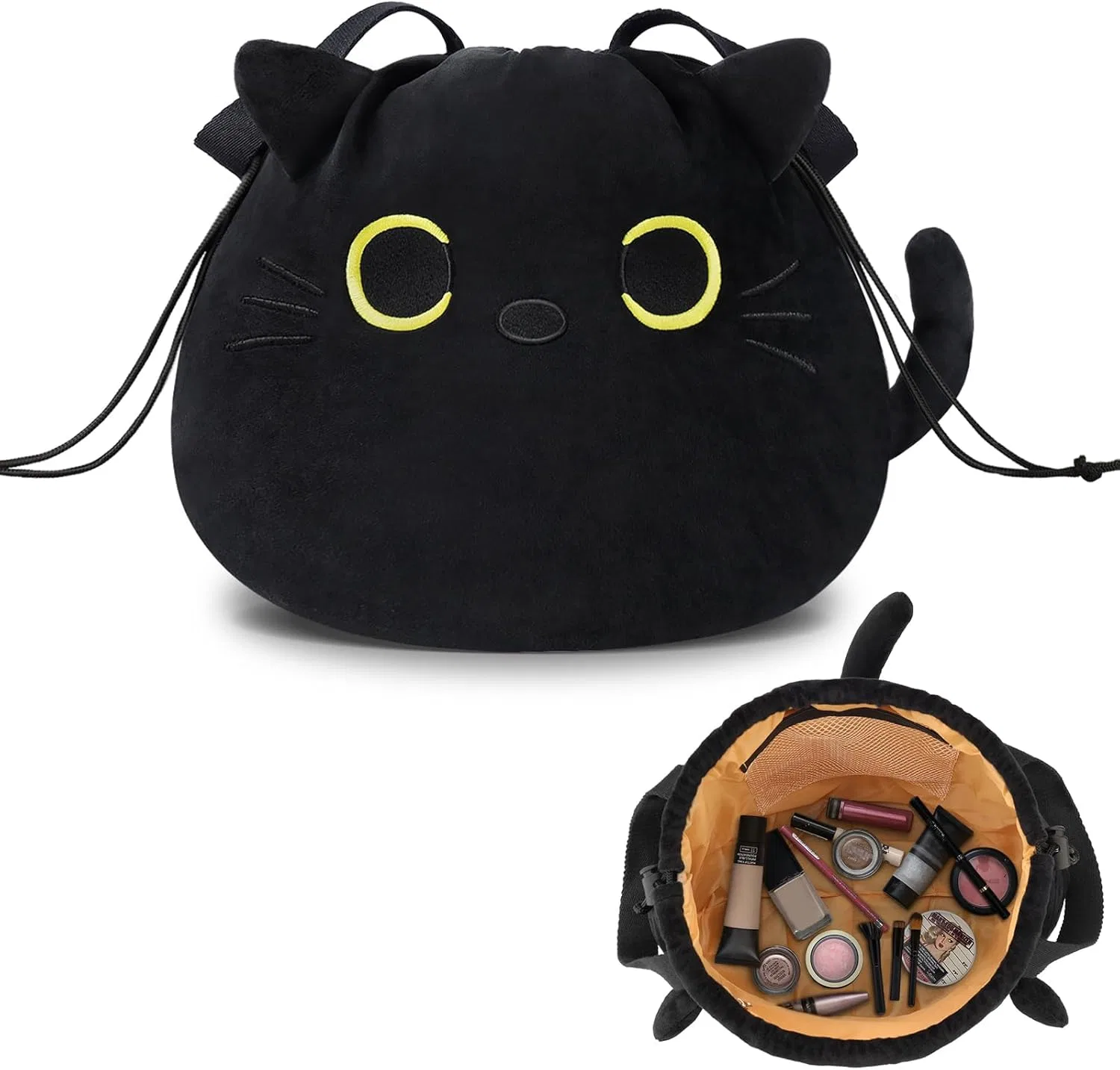 Женская косметичка с забавным котом Cantustime, Black
