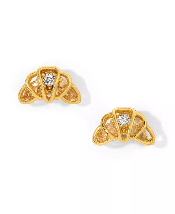 

Серьги-Гвоздики в форме круассанов с искусственным кубическим цирконием Girls Crew, gold