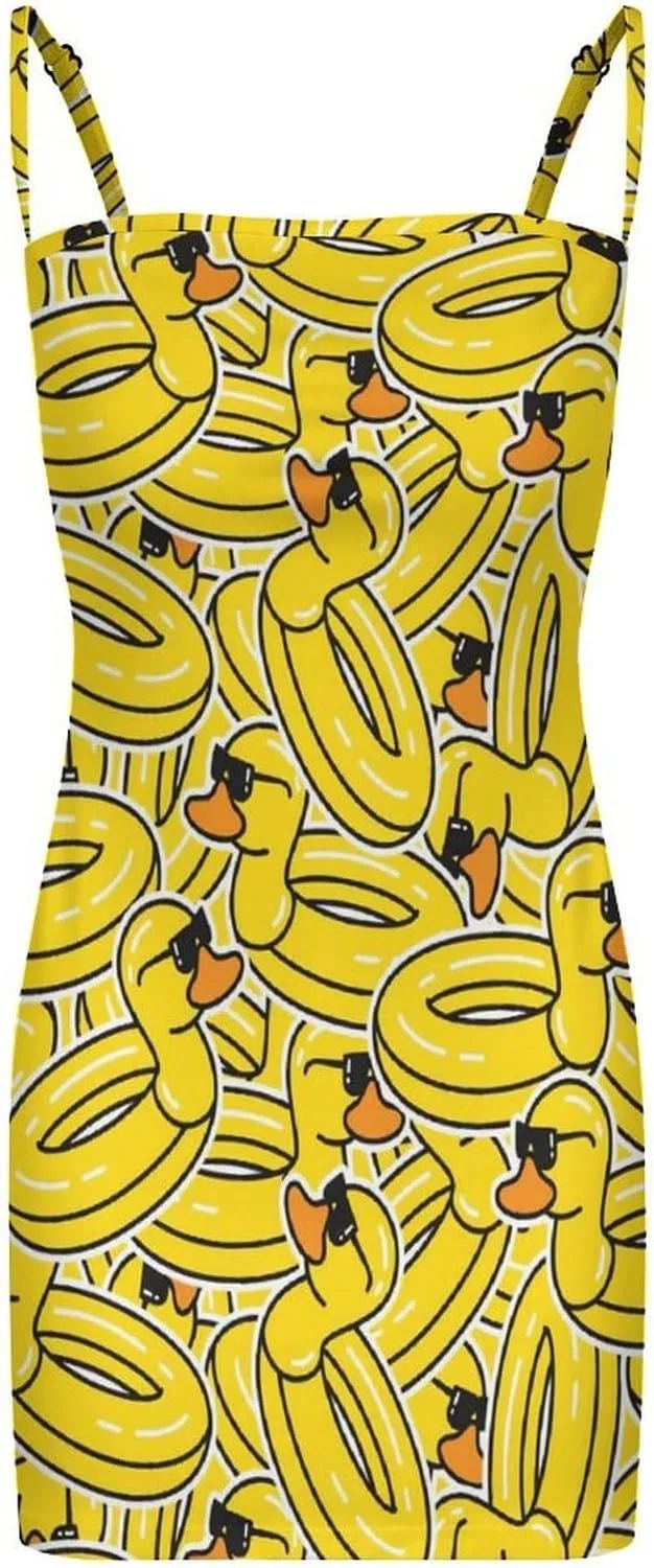 Generic Платье-футляр Yellow Rubber Ducks and Lotuses, женское, без рукавов, с открытой спиной, повседневное — фото 4