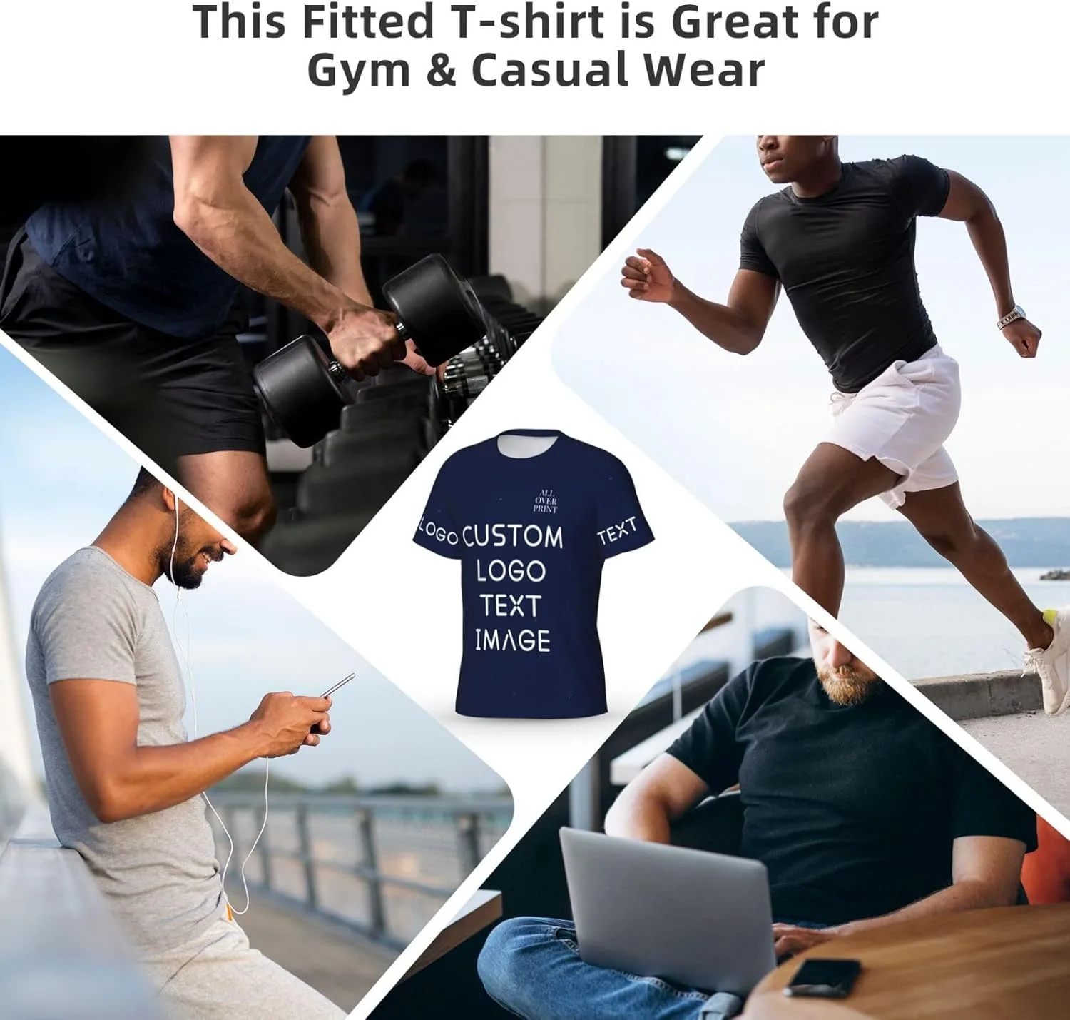 Футболка с полной запечаткой Custom T Shirts с логотипом — фото 2