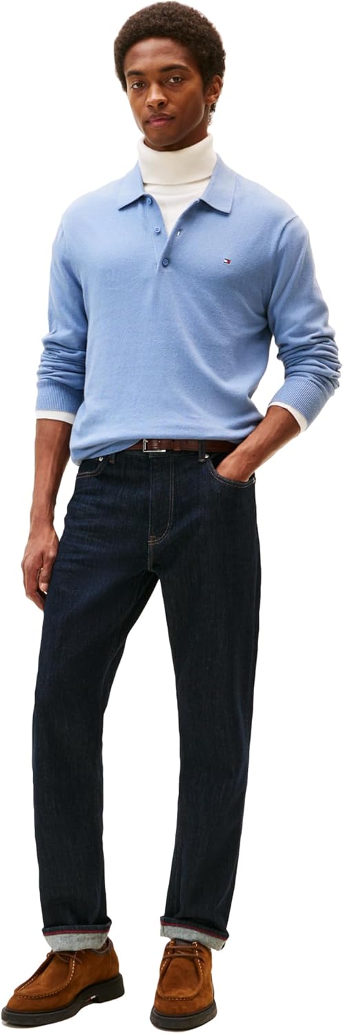 Мужской свитер-поло Tommy Hilfiger из хлопка и кашемира с длинными рукавами, Brisk Blue — фото 3