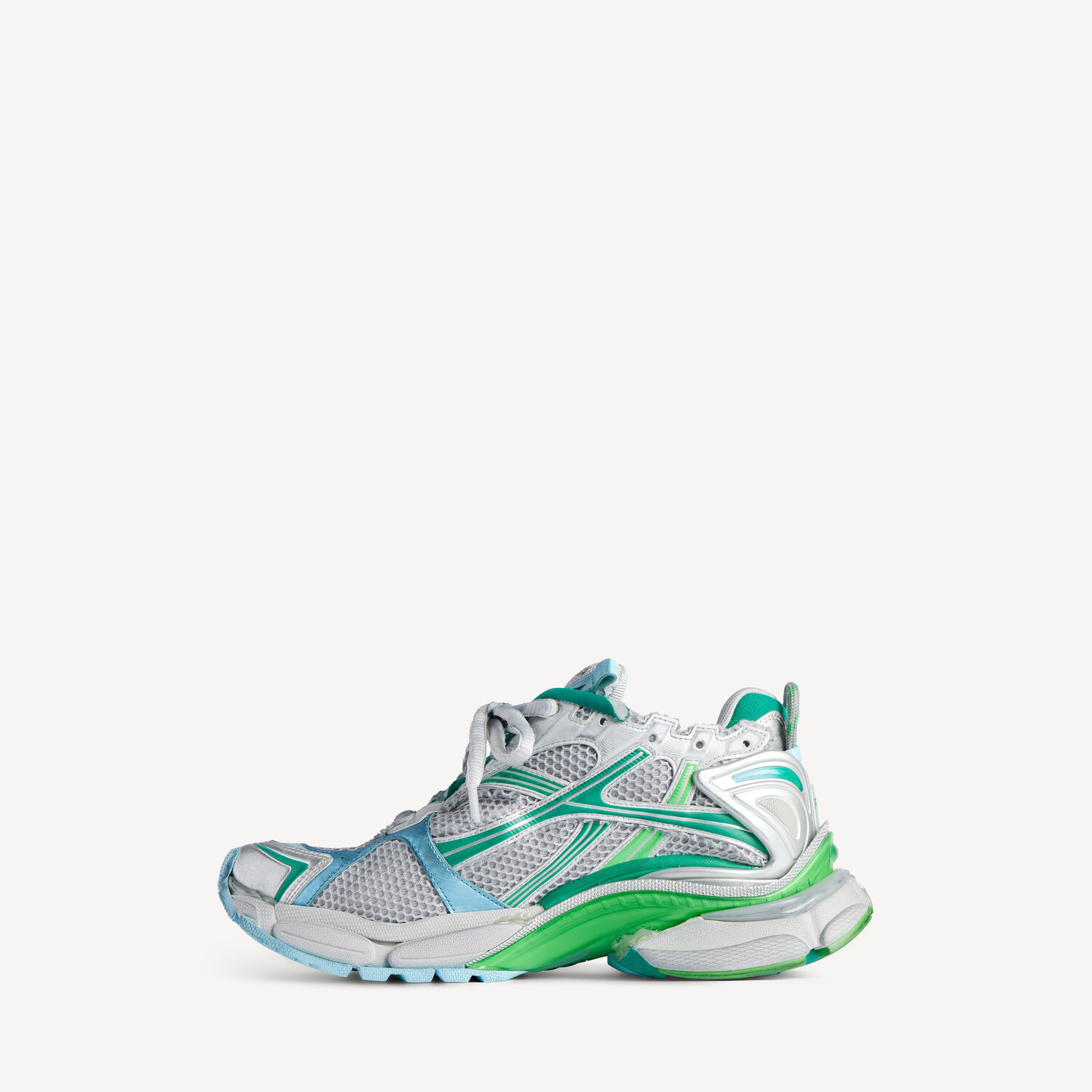 Женские кроссовки runner серо-зелено-синие BALENCIAGA, серый/синий/зеленый — фото 4