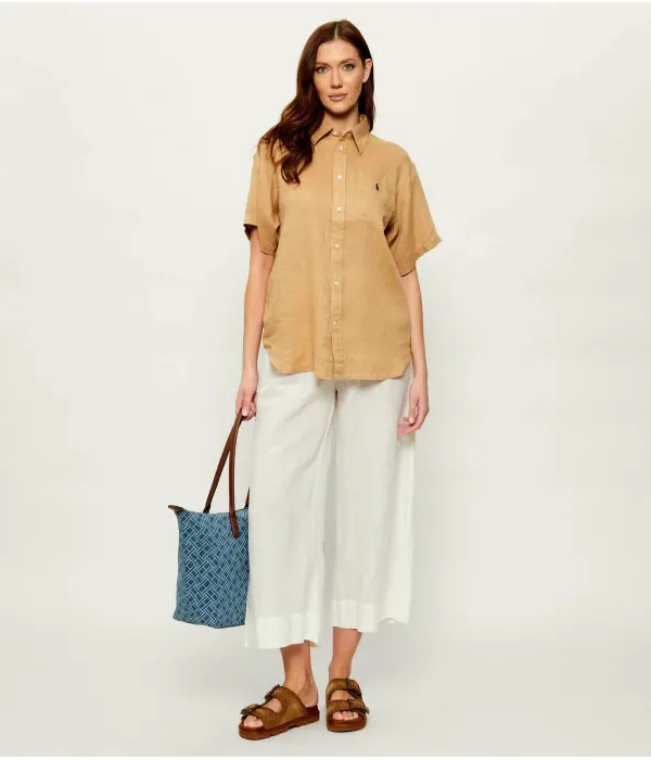Льняная рубашка relaxed fit Polo Ralph Lauren, бежевый — фото 2