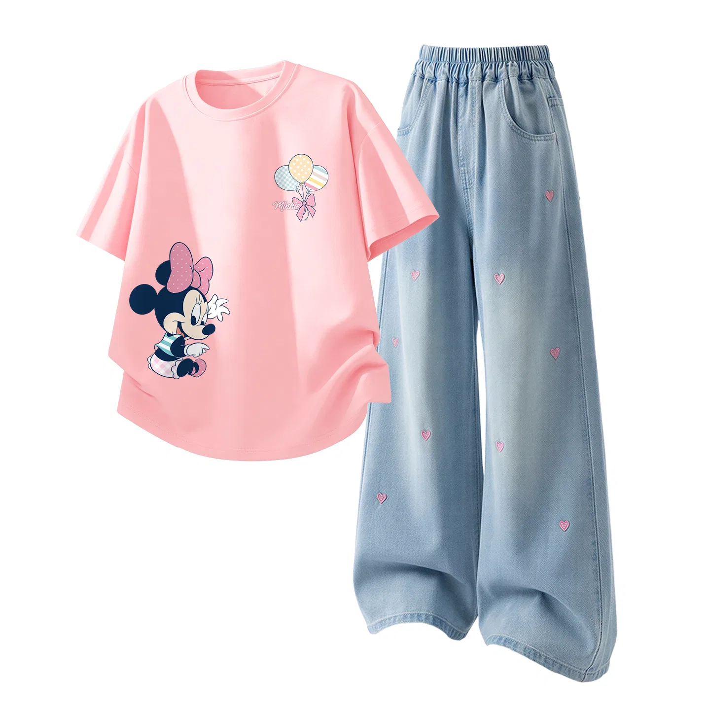 Детский спортивный костюм Casual Sportswear 2 Piece Set Disney, Dile Play Pink+Solid Color Denim Light Blue