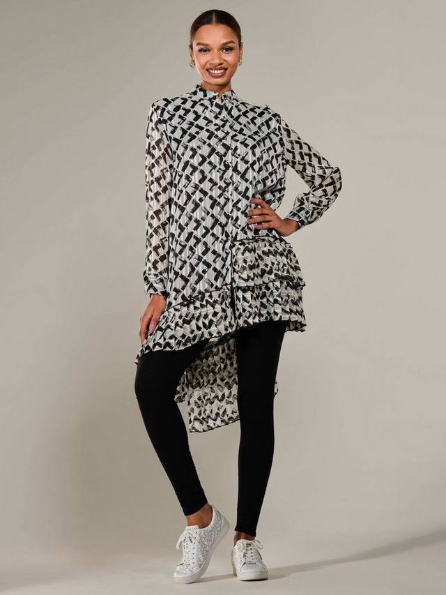 

Геометрическое платье миди с асимметричным подолом Jolie Moi, Black/Multi