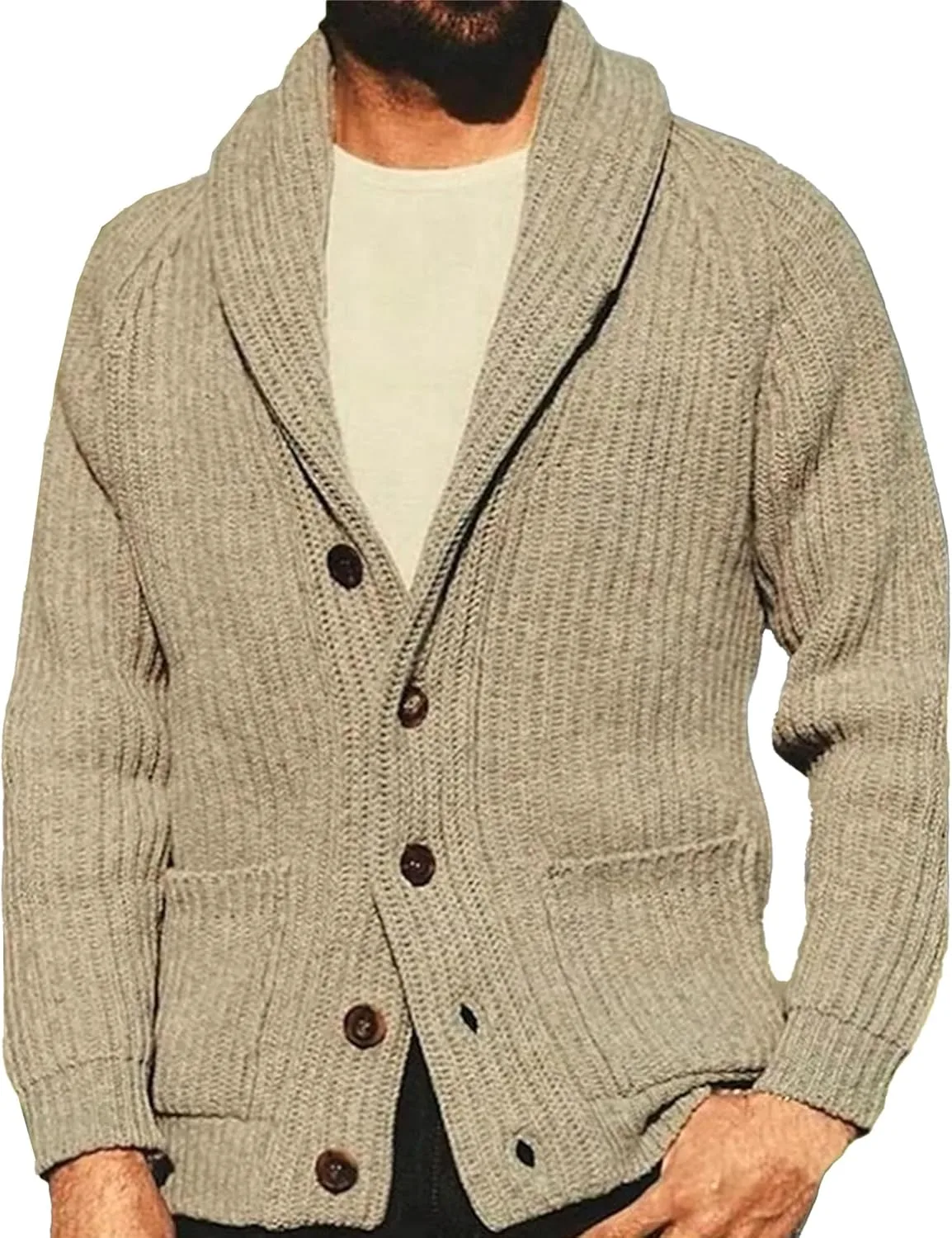 

Мужской кардиган Maiyifu-GJ с воротником-шалью, легкий, на пуговицах