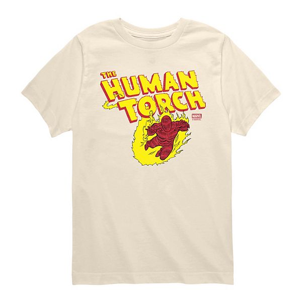 

Футболка с принтом Human Torch из Fantastic Four для мальчиков 8-20 Marvel, Cream