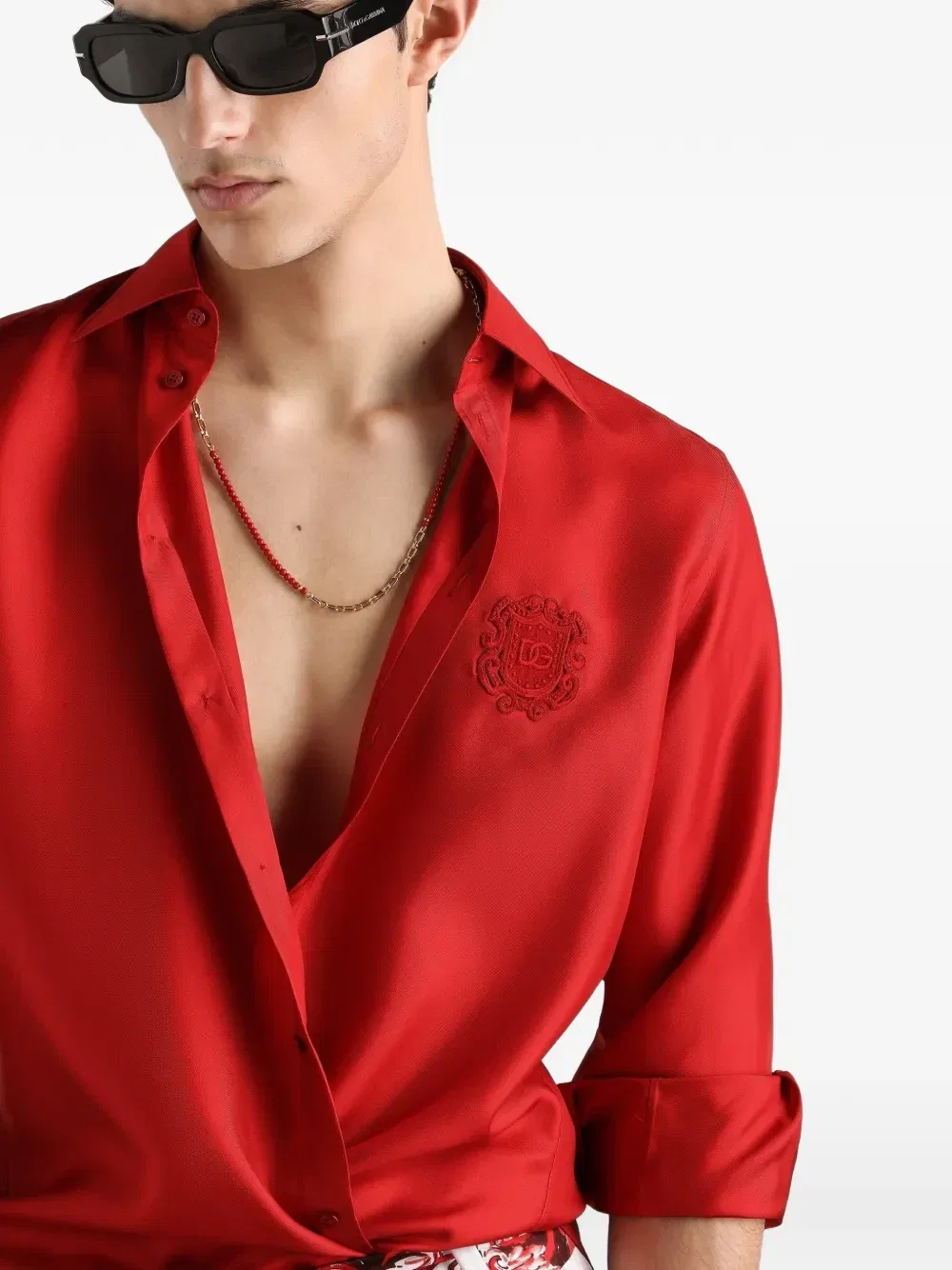 Рубашка Martini из шелкового твила DOLCE & GABBANA, красный — фото 4