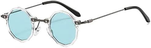 

Ретро-солнцезащитные очки в стиле стимпанк, многоугольные линзы, для женщин, прозрачные океан, UV400; очки в стиле панк, градиент Transparent Green MTZJH