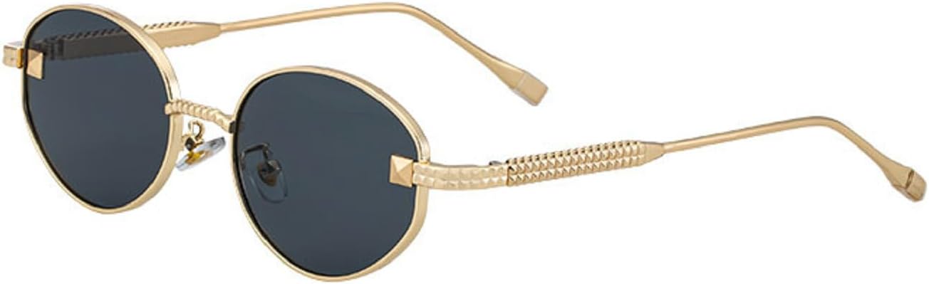 

Женские солнцезащитные очки в овальной оправе, роскошные винтажные металлические панк-очки для женщин, модные солнцезащитные очки для активного отдыха 98376 Melrose, Gold Black