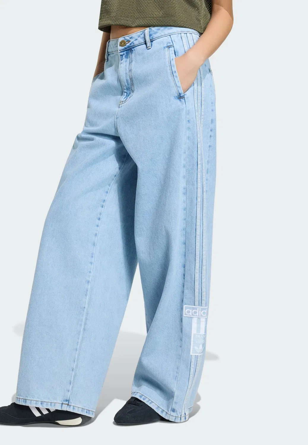 Джинсы Adidas Originals Wide leg Jeans Adibreak синего цвета — фото 2