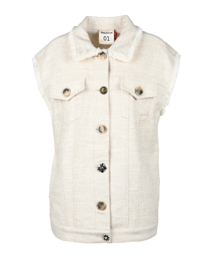 

Вязаный жилет из смесовой хлопчатобумажной ткани Semicouture, бежевый