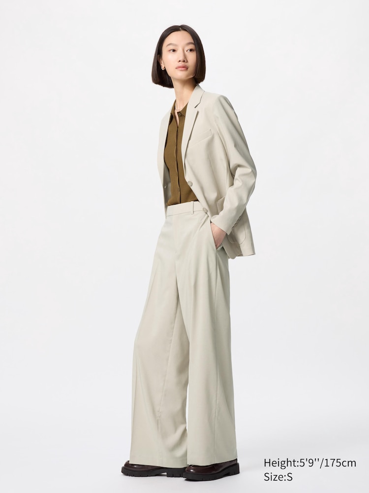 

Широкие брюки airsense длинные Uniqlo, цвет 31 бежевый