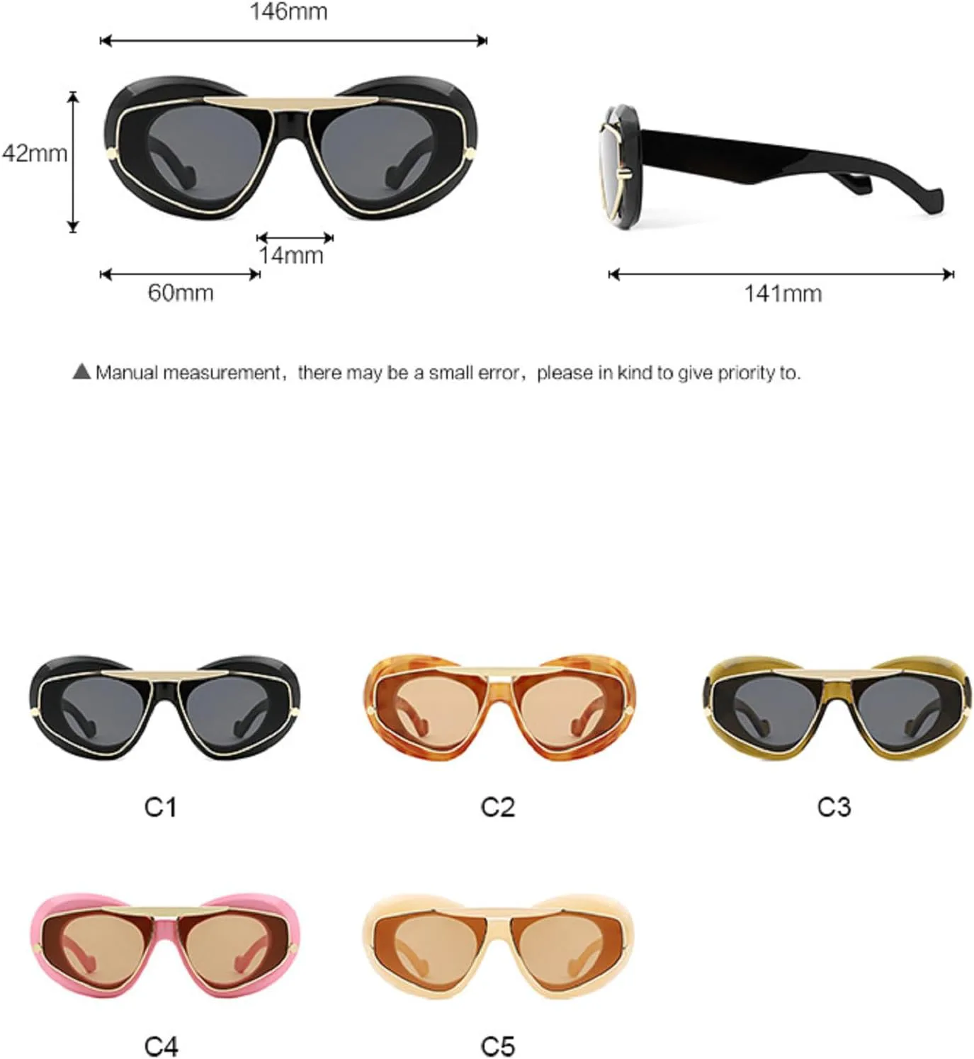 

Модные солнцезащитные очки-пилот с двойной оправой для женщин и мужчин, с толстой квадратной оправой, стильные дизайнерские солнцезащитные очки N47 mincl, C1