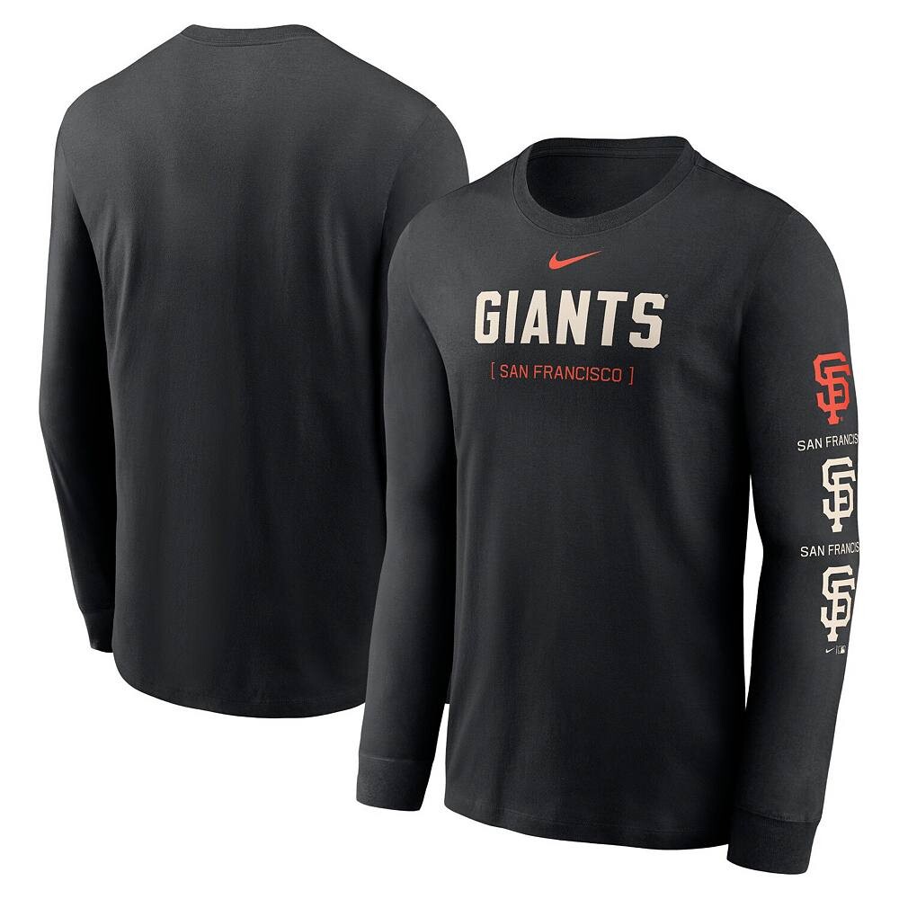 

Мужская черная футболка с длинным рукавом с повторителем Nike San Francisco Giants, цвет Gnt Black