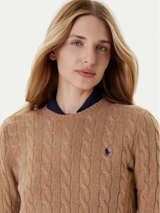 Свитер slim fit 211971865002 Polo Ralph Lauren, бежевый — фото 4