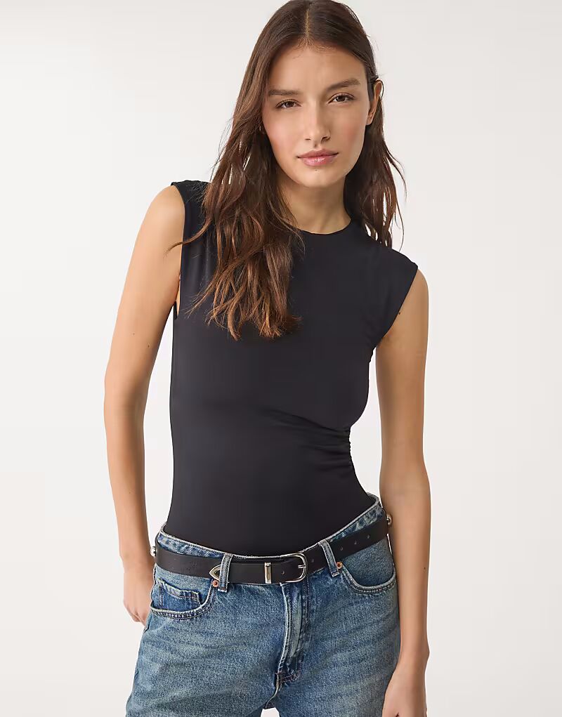 

Боди Stradivarius Gathered черного цвета