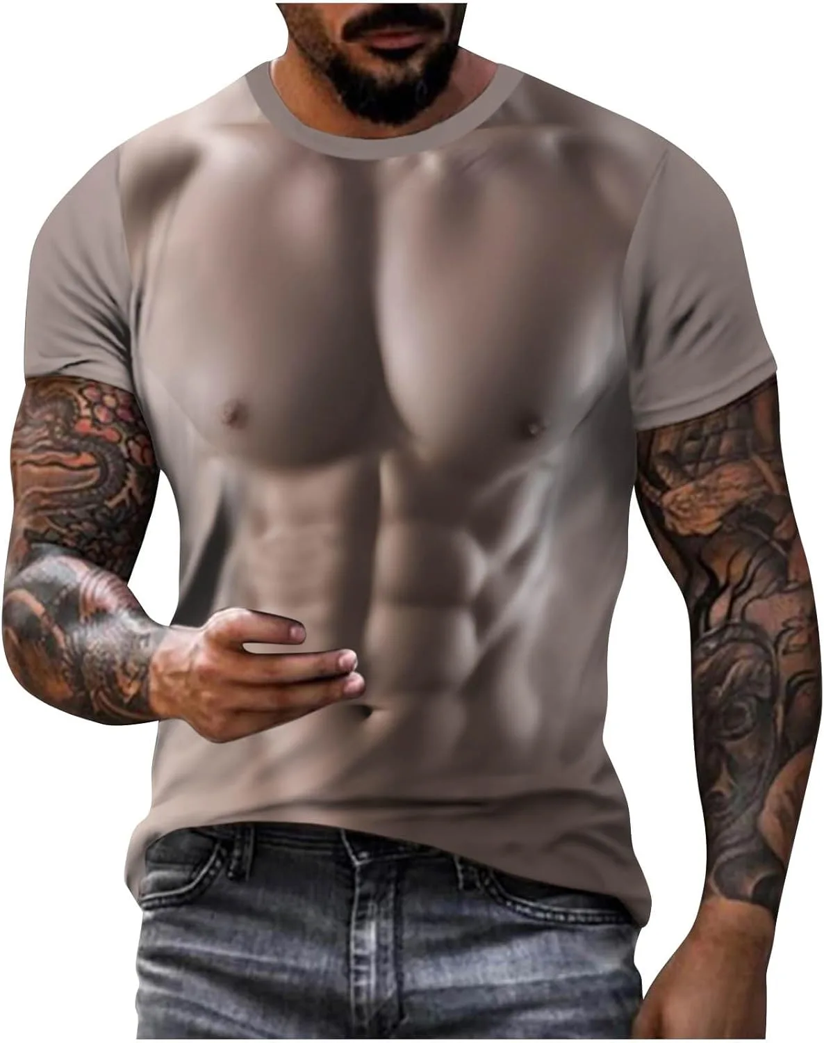 

Мужская футболка с 3D принтом мышц Sdeycui