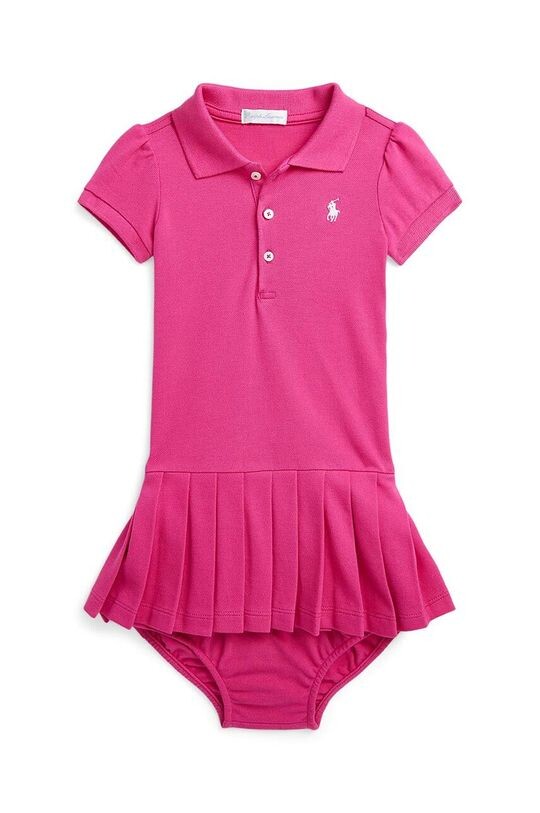 

Хлопковое платье для новорожденных Polo Ralph Lauren, розовый