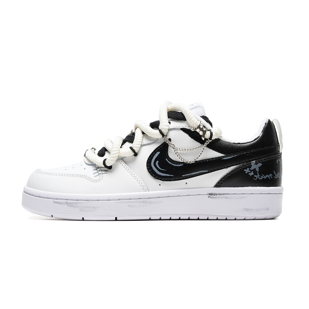 

Кроссовки Nike Court Borough 2 Kids' Skateboarding Shoes Grade School, черный/белый