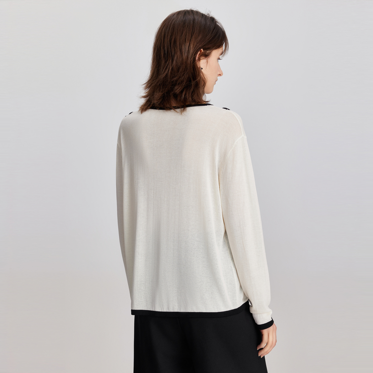 

ELLE Трикотажный свитер женский Ecru с круглым вырезом Moderate