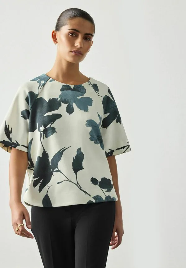 

Базовая футболка свободного кроя с коротким рукавом Next, Green/Ecru Floral Print, Зеленый, Базовая футболка свободного кроя с коротким рукавом Next, Green/Ecru Floral Print