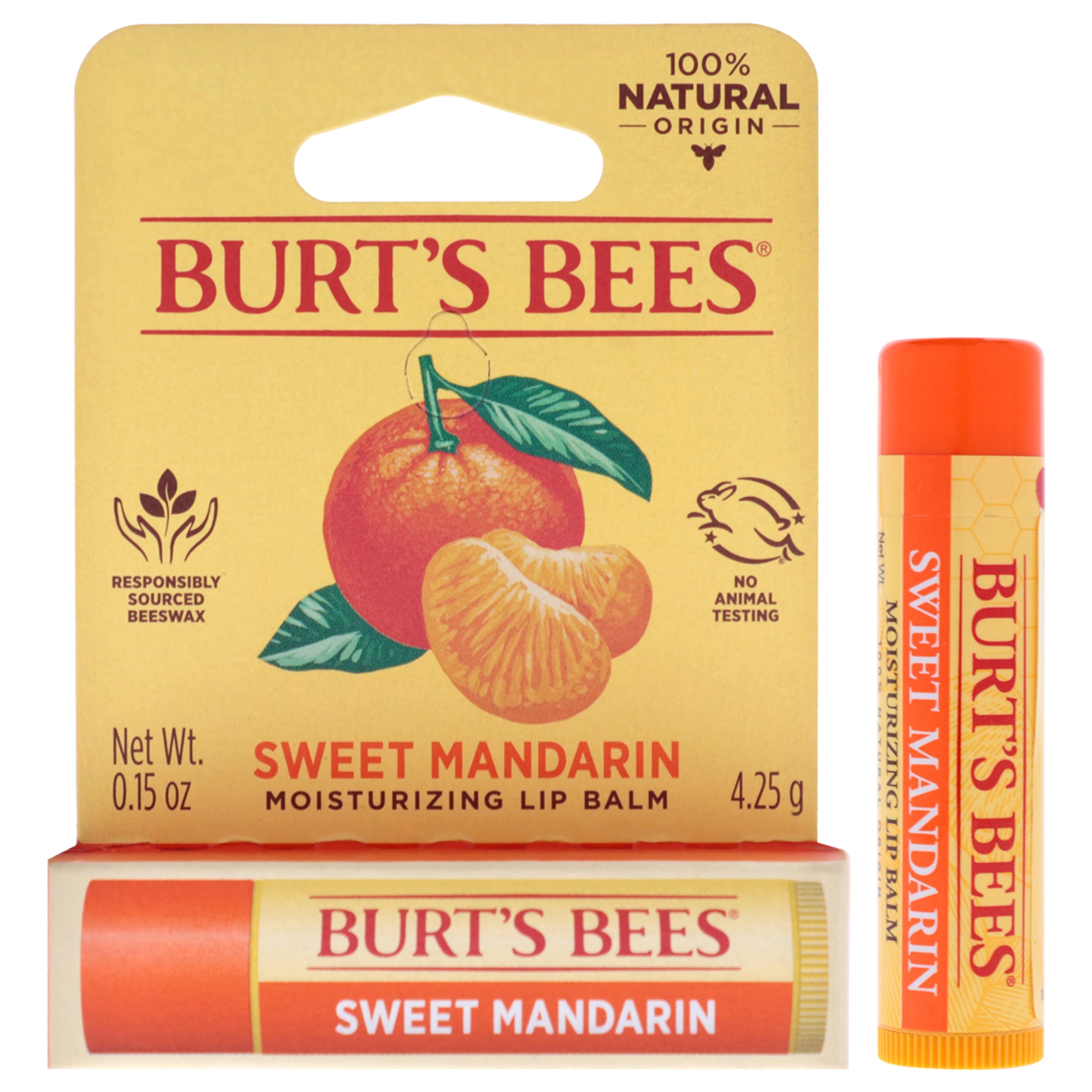

Увлажняющий бальзам для губ Sweet Mandarin от Burts Bees, подходит как для мужчин, так и для женщин - 0,15 унции, прозрачный